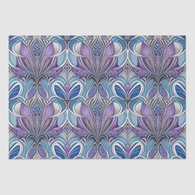 Papier Mousseline AI Art Silver Blue Lavender Turquoise (Recto)