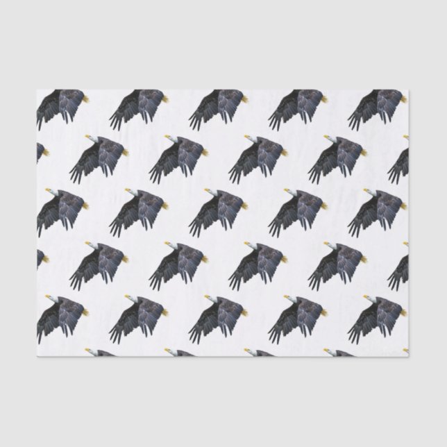 Papier Mousseline Aigle patriotique américain à tête blanche en vol  (Recto)