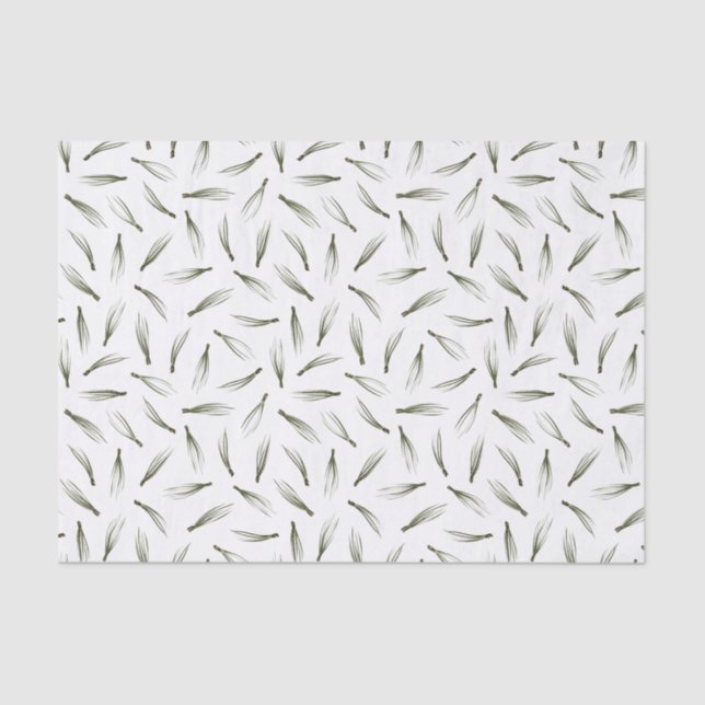 Papier Mousseline Aiguille de pin moderne verdure Aquarelle Noël (Recto)