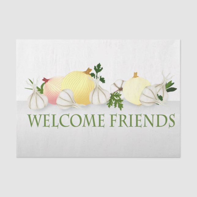 Papier Mousseline Ail et oignons Découpage de cuisine (Recto)