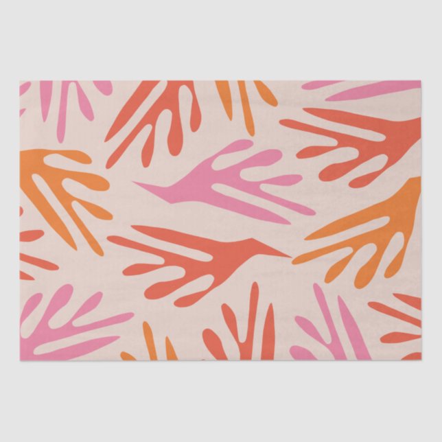 Papier Mousseline Ailanthus Moderne Boho Abstrait Motif rose orange (Recto)