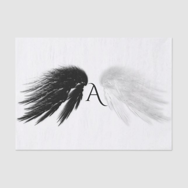 Papier Mousseline AILES D'ANGE Noir + Monogramme Blanc (Recto)