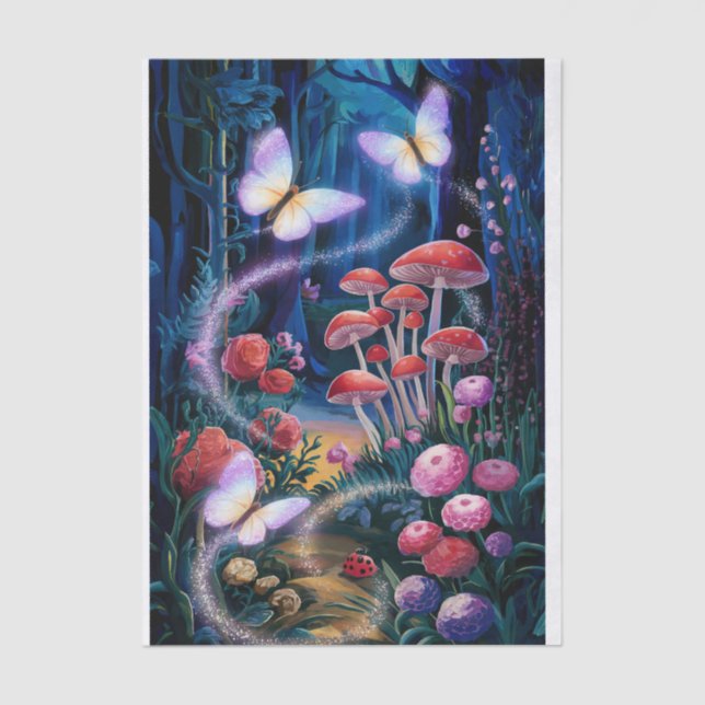 Papier Mousseline Ailes scintillantes, Papillons Enchantés Forêt (Recto)