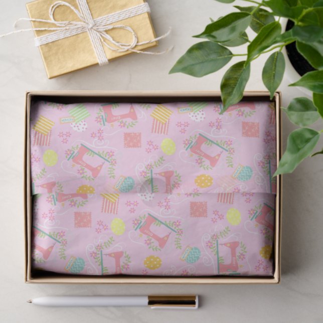 Papier Mousseline Aimer Machine à coudre rose (Cadeau)
