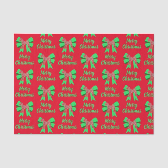 Papier Mousseline Airedale Terrier Chien de Noël et Bow vert (Recto)