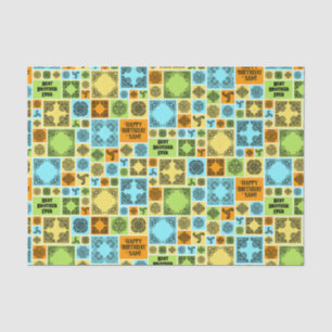 Papier Mousseline Ajouter nom et relation Anniversaire Orange & Vert