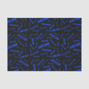 Papier Mousseline Ajouter un nom ou un mot   Bleu et noir