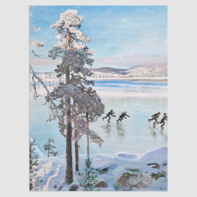 Papier Mousseline Akseli Gallen-Kallela - Skaters près de Kalela Sho (Créateur téléchargé)