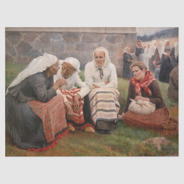 Papier Mousseline Albert Edelfeel - Femmes à l'extérieur de l'église (Recto)