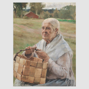 Papier Mousseline Albert Edelfeel - Vieille femme avec panier à pinc