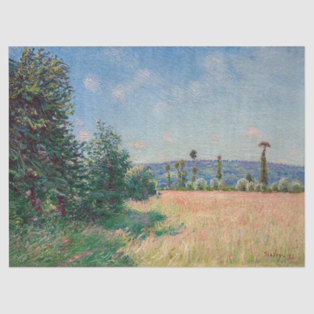 Papier Mousseline Alfred Sisley - Les prés du Sahur au soleil du mat (Recto)
