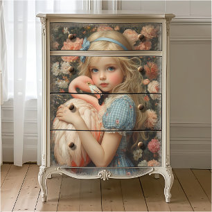 Papier Mousseline Alice au pays des merveilles avec Flamant rose
