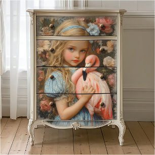 Papier Mousseline Alice au pays des merveilles avec un flamant rose