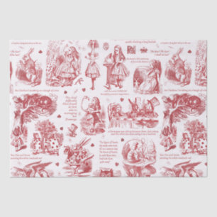 Papier Mousseline Alice au pays des merveilles Citations Red Toile