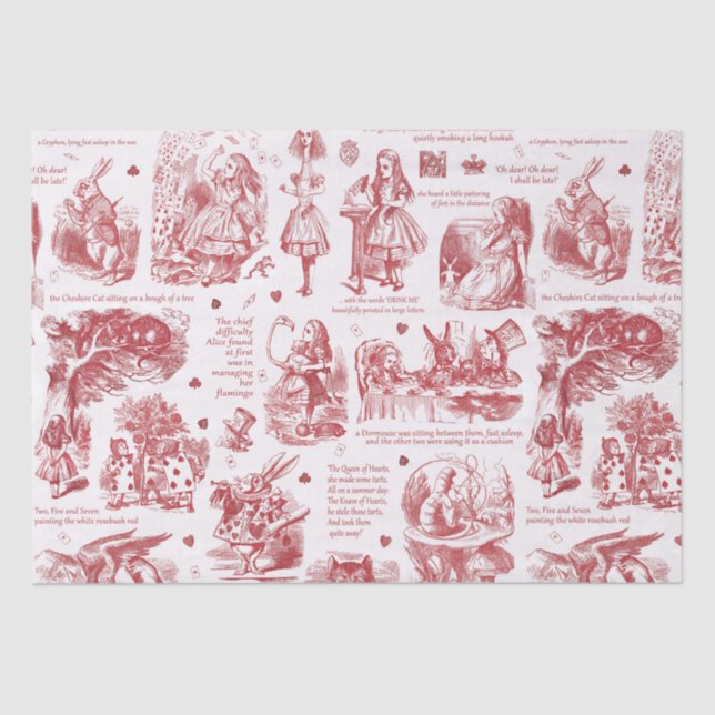 Papier Mousseline Alice au pays des merveilles Citations Red Toile (Recto)