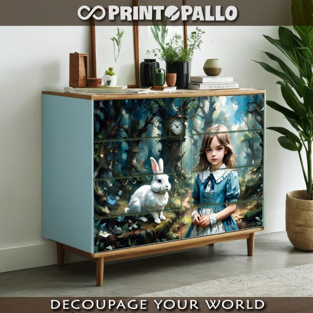 Papier Mousseline Alice au pays des merveilles et le lapin blanc (Créateur téléchargé)