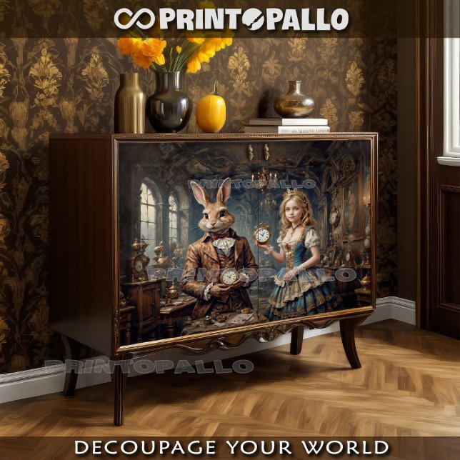 Papier Mousseline Alice au pays des merveilles et le lièvre de mars (Créateur téléchargé)