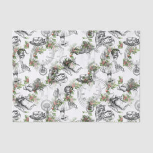 Papier Mousseline Alice au pays des merveilles Holly Christmas Tissu