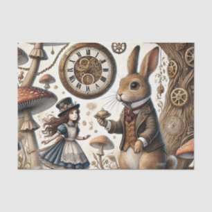 Papier Mousseline alice au pays des merveilles lapin blanc