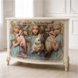 Papier Mousseline Alice au Pays des Merveilles Lapin Blanc Flamant R