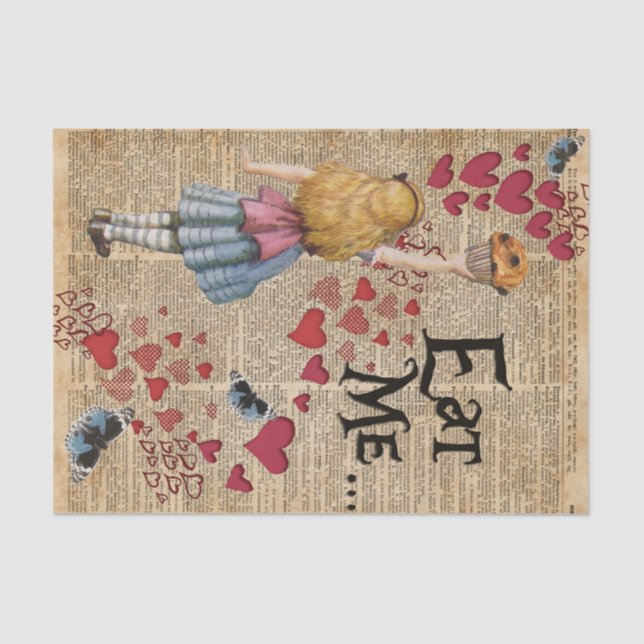 Papier Mousseline Alice au pays des merveilles me mangent petit pain (Recto)