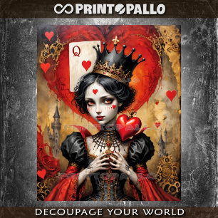 Papier Mousseline Alice au pays des merveilles - Reine de cœur en no