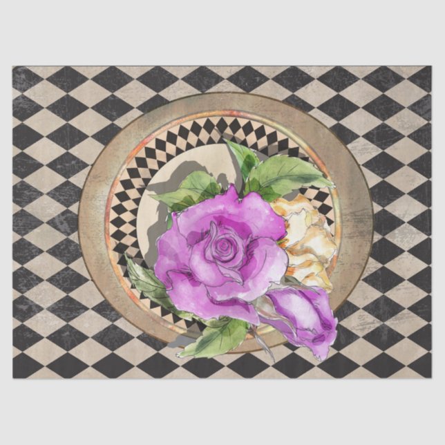 Papier Mousseline Alice au pays des merveilles Roses (Recto)