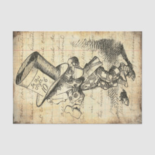 Papier Mousseline Alice au pays des merveilles Vintage Découpage de