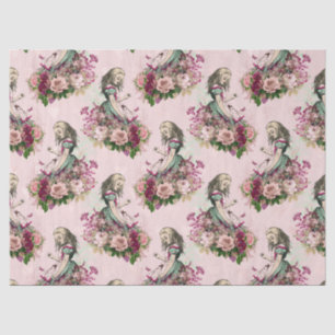 Papier Mousseline Alice au pays des merveilles Vintage Floral rose d