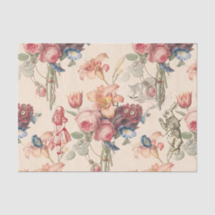 Papier Mousseline Alice au pays des merveilles Vintage Jardin Fleurs