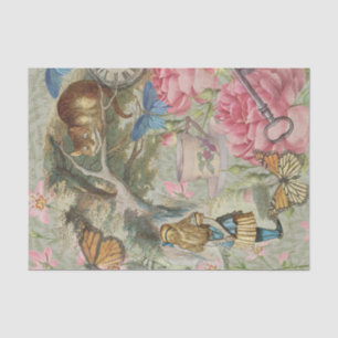 Papier Mousseline Alice Cheshire Chat Wonderland Tree Garden