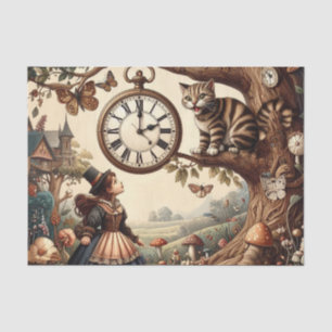 Papier Mousseline Alice et Chat du Cheshire : Fantaisie merveilleuse
