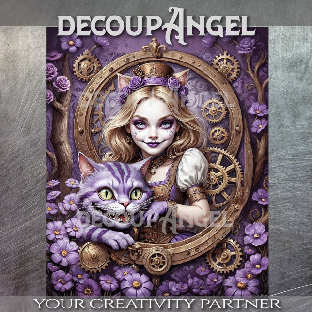 Papier Mousseline Alice et Cheshire Chat dans le style Steampunk vio (Créateur téléchargé)