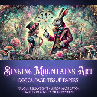 Papier Mousseline Alice et le lapin blanc Wonderland Horloges Découp