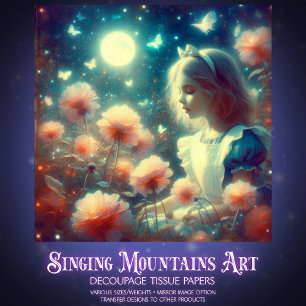 Papier Mousseline Alice Fantasy Jardin de pleine lune découpage