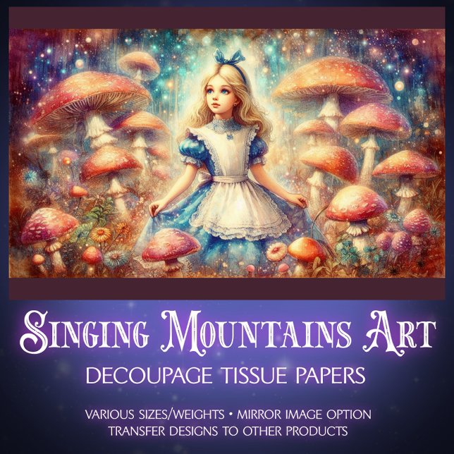 Papier Mousseline Alice in Dreamy Mushroom Wonderland Decoupage (Créateur téléchargé)