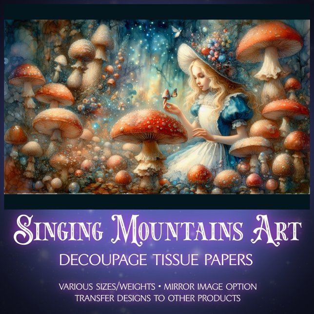 Papier Mousseline Alice In Fairytale Mushroom Forest Decoupage (Créateur téléchargé)