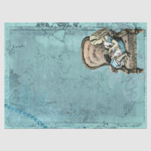 Papier Mousseline Alice in Wonderland Chaise et Kitten Blue Craft