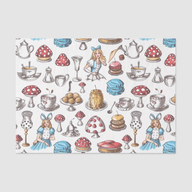 Papier Mousseline Alice In Wonderland Tea Party Découpage (Recto)