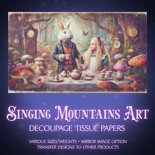 Papier Mousseline Alice & Rabbit Storybook Tea Party Decoupage (Créateur téléchargé)