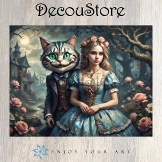 Papier Mousseline Alice & the Cheshire Cat Decoupage