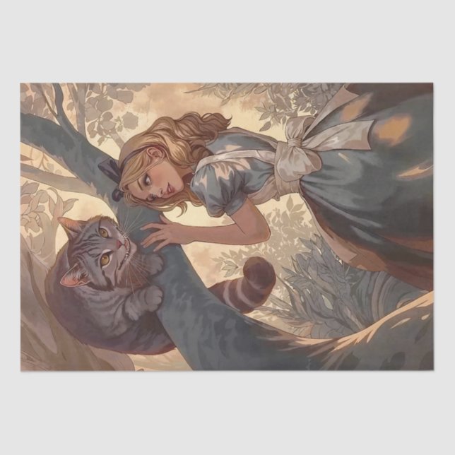 Papier Mousseline Alice vintage et Cheshire Cat (Recto)