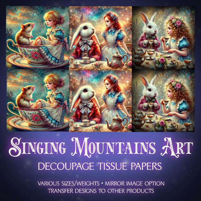 Papier Mousseline Alice's Wonderland Teatime Adventures Decoupage (Créateur téléchargé)
