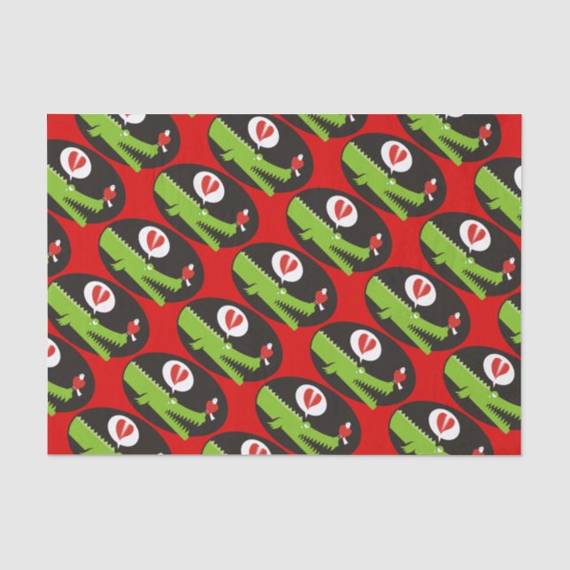 Papier Mousseline Alligator en amour (Recto)