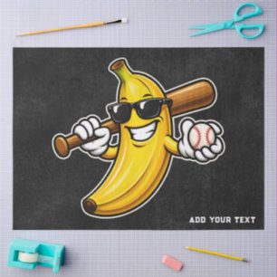 Papier Mousseline Allons Bananes Baseball Rétro Banane Drôle