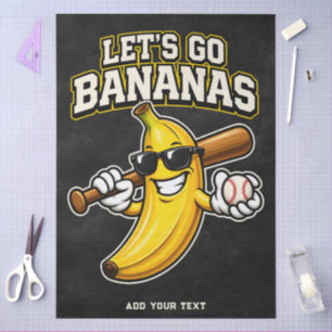 Papier Mousseline Allons Bananes Baseball Rétro Banane Drôle