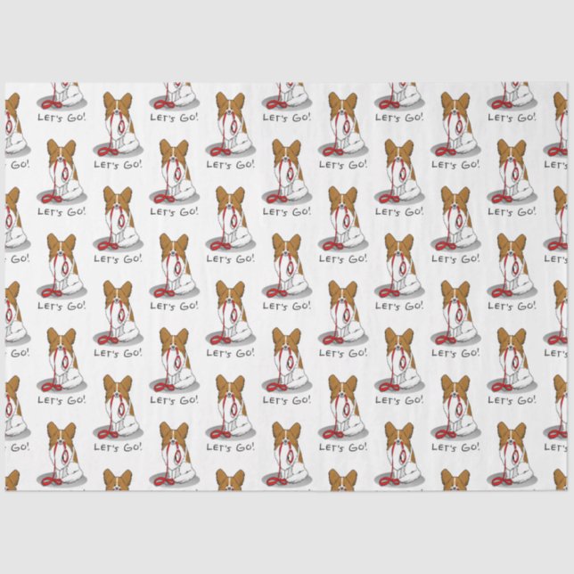 Papier Mousseline Allons-y ! (walk) Papillon (white & red) Chien mig (Recto)