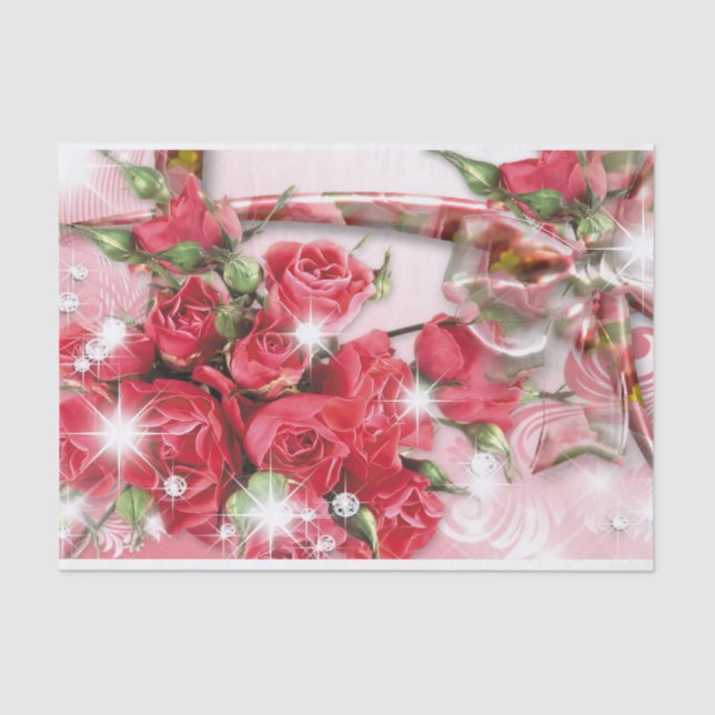 Papier Mousseline Allusion aux roses roses (Recto)