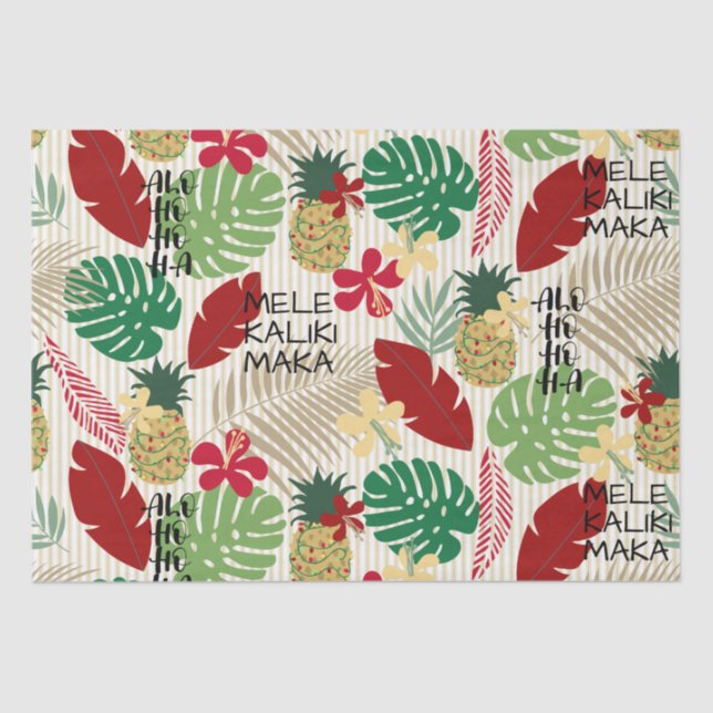 Papier Mousseline ALO-HO-HO-HA-HA Hawaiian Tropical Holiday Wrapper  (Recto)