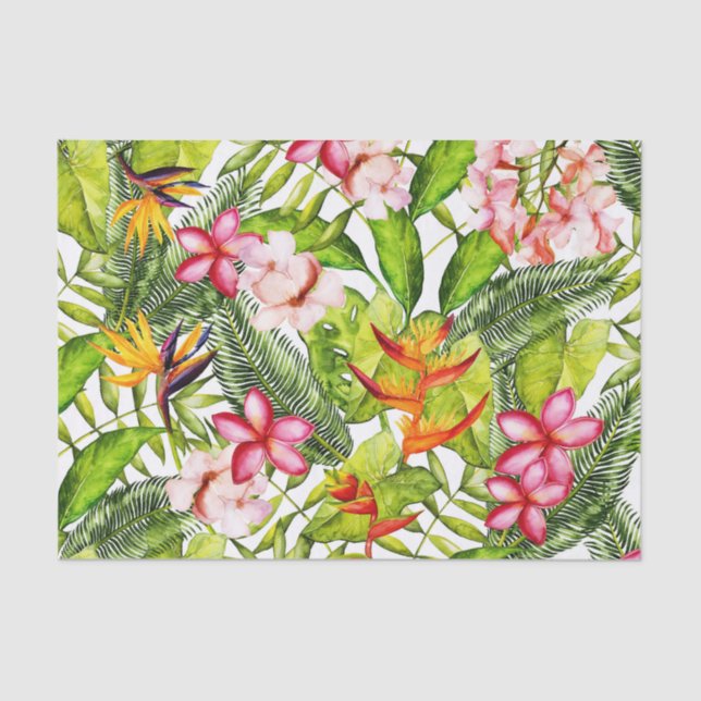 Papier Mousseline Aloha fleurs exotiques tropicales de jungle (Recto)